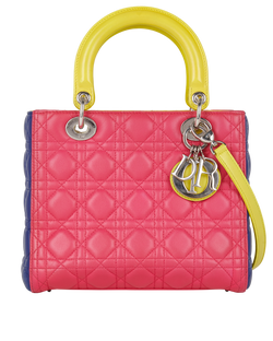 Medium Lady Dior, Leather, Pink/Purple, 13BO1103, S, 2*